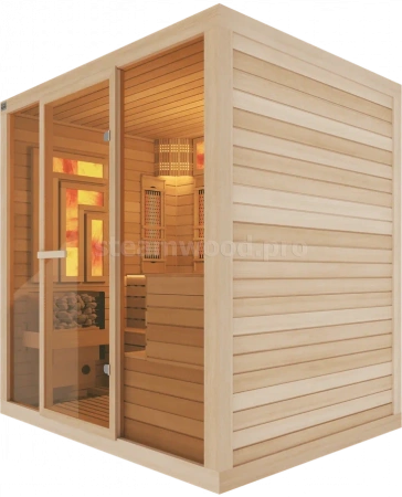 Четырехместная комбинированная сауна Comfort из кедра